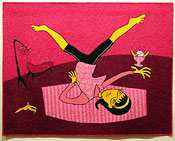 Yoga 101: The Banana Split Post, art quilt by Pam RuBert