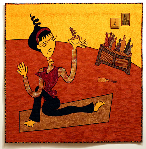 Yoga 101: The Corkscrew Pose - art quilt by Pam RuBert