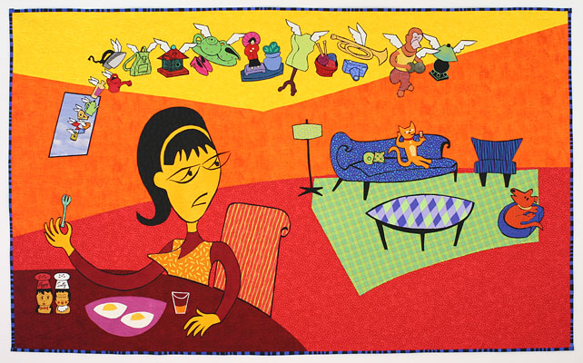 Mysterious Migration of Miscellanous Objects  - art quilt by Pam RuBert