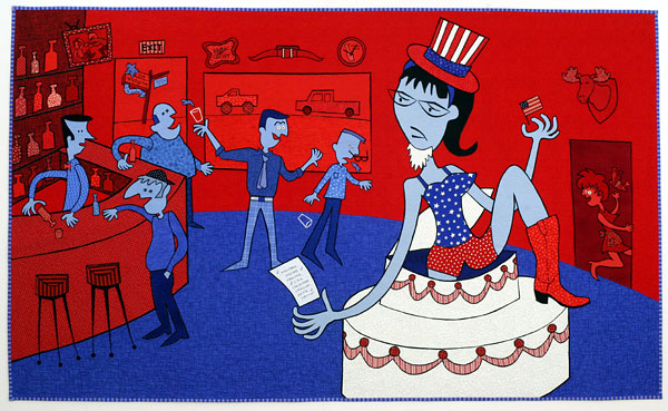 The Singing Telegram  - art quilt by Pam RuBert