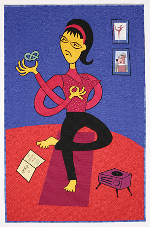 Yoga 101: The Pretzel Pose - art quilt by Pam RuBert